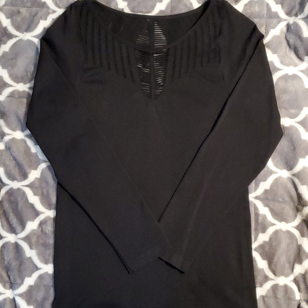 Black Laser Cut Sweetheart Neckline Top